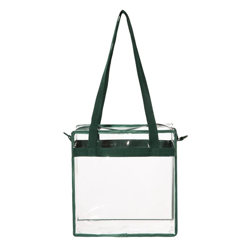 BAGAIL Clear Bags 12x6x12 Stadium Approved Clear Tote Bag with Zipper Closure Crossbody Shoulder Bag with Adjustable Strap(Green) - Image 5